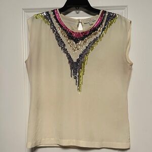 Olive & Oak Cream Blouse with Sequin Accents